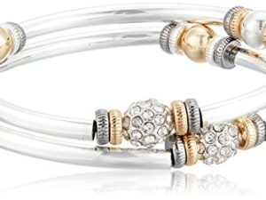 NINE WEST Women's Tri Tone Bangle Bracelet