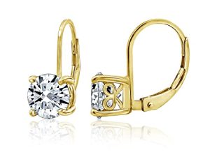 Amazon Collection Platinum-Plated Sterling Silver Infinite Elements Zirconia Leverback Earrings