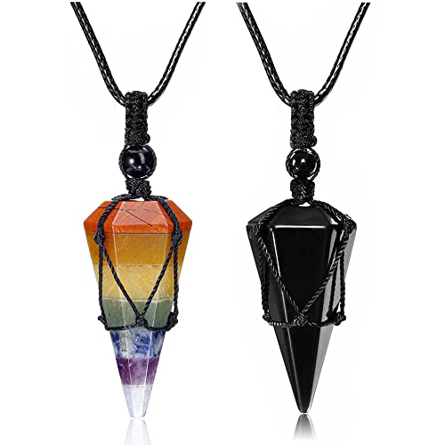 Top Plaza 6 Facet Reiki Healing Crystal Stone Pointed Pendant Necklaces Adjustable Natural Gemstone Necklace Reiki Quartz Jewelry for Women Men Top Plaza 6 Facet Reiki Healing Crystal Stone Pointed Pendant Necklaces Adjustable Natural Gemstone Necklace Reiki Quartz Jewelry for Women Men