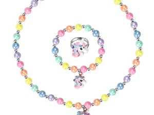 Unicorn Stretch Necklace Little Girl Toddler Necklace Bracelet Set