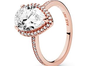 Pandora Jewelry - Sparkling Teardrop Halo Cubic Zirconia Ring - Gift for Her - Pandora Rose