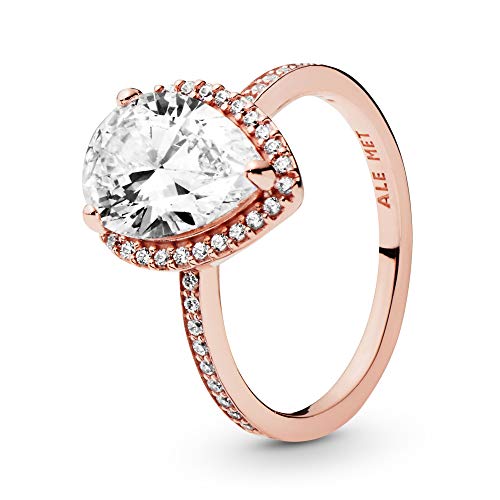 Pandora Jewelry - Sparkling Teardrop Halo Cubic Zirconia Ring - Gift for Her - Pandora Rose Pandora Jewelry - Sparkling Teardrop Halo Cubic Zirconia Ring - Gift for Her - Pandora Rose