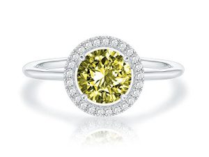 Crystal 14K White Gold Plated Birthstone Rings | White Gold Rings for Women | Peridot Ring