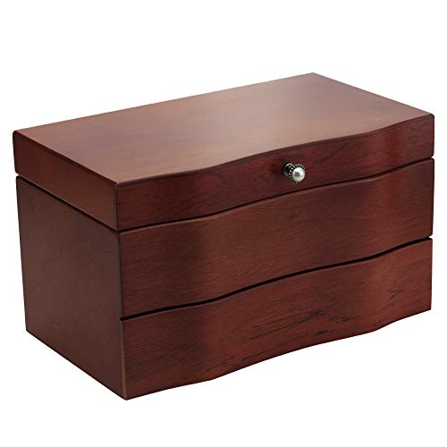 Solid Wood Jewelry Box Multilayer Structure Combination Storages with Makeup Mirror Brown Solid Wood Jewelry Box Multilayer Structure Combination Storages with Makeup Mirror Brown