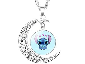 AIIGOU Moon Pendant Necklace Stitch and Turtle Necklace jewelry