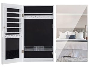 Lavievert Lockable Jewelry Cabinet Armoire with Frameless Mirror