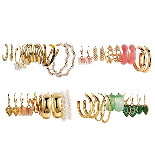 20 Pairs Fashion Earrings for Women Girls - Gold Hoop Earrings Set - Stud Drop Earrings Crystal Pearl Stud Earrings Set for Birthday Party Jewelry Gift 20 Pairs Fashion Earrings for Women Girls - Gold Hoop Earrings Set - Stud Drop Earrings Crystal Pearl Stud Earrings Set for Birthday Party Jewelry Gift