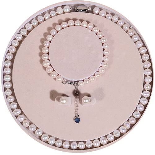 AOOVOO Genuine Freshwater Cultured Pearl Necklace and Earring Set AOOVOO Genuine Freshwater Cultured Pearl Necklace and Earring Set