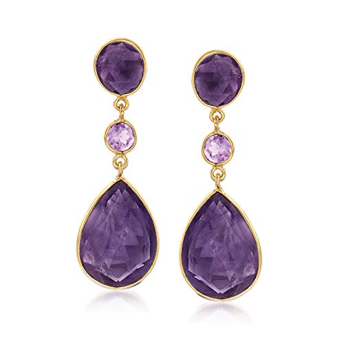 Ross-Simons 24.50 ct. t.w. Amethyst Drop Earrings in 18kt Gold Over Sterling Ross-Simons 24.50 ct. t.w. Amethyst Drop Earrings in 18kt Gold Over Sterling
