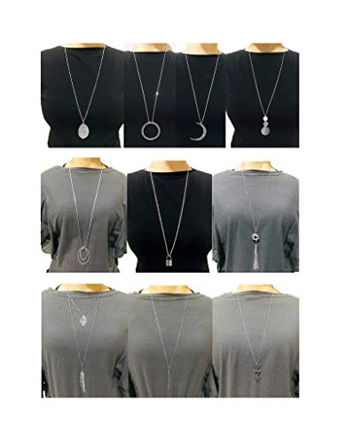 Ofeiyaa 10Pcs Long Pendant Necklace Simple Moon Bar Three Triangle Tassel Lock Sweater Y Shape Punk Chain Choker Necklace for Women Men Gold Silver Tone Ofeiyaa 10Pcs Long Pendant Necklace Simple Moon Bar Three Triangle Tassel Lock Sweater Y Shape Punk Chain Choker Necklace for Women Men Gold Silver Tone