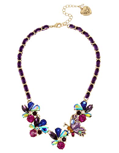 Betsey Johnson Butterfly & Stone Cluster Frontal Necklace Betsey Johnson Butterfly & Stone Cluster Frontal Necklace