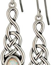Amazon Collection Sterling Silver Created or Genuine Gemstone Celtic Knot Linear Drop Earrings