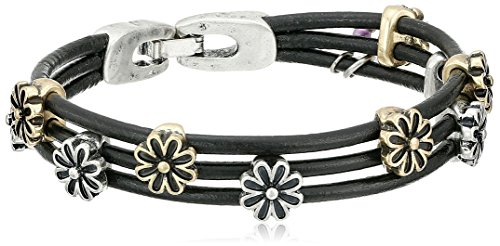 Lucky Brand Two Tone Flower Woven Leather Bracelet Lucky Brand Two Tone Flower Woven Leather Bracelet