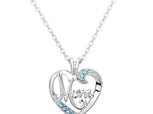 ShiQiao Spl Mother's Birthday Gift - I Love Mom Heart Pendant Necklace Fashion Jewelry Mother's Day Gift Blue