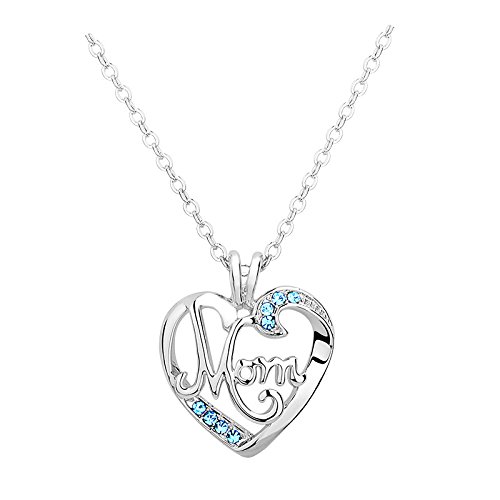 ShiQiao Spl Mother's Birthday Gift - I Love Mom Heart Pendant Necklace Fashion Jewelry Mother's Day Gift Blue ShiQiao Spl Mother's Birthday Gift - I Love Mom Heart Pendant Necklace Fashion Jewelry Mother's Day Gift Blue