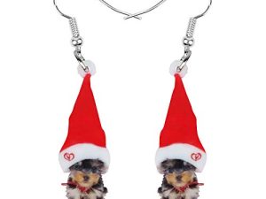 NEWEI Cute Christmas Dog Earrings Dangle Jewelry for Girls Women Gifts Charms