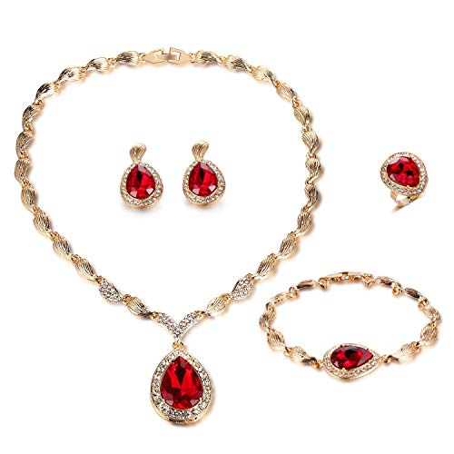 FUNOJOY Womens Luxury Africa Dubai 18k Gold Plated Jewelry Sets Wedding Rhinestone Crystal Bib Statement Necklace Earrings Set for Brides Party Prom FUNOJOY Womens Luxury Africa Dubai 18k Gold Plated Jewelry Sets Wedding Rhinestone Crystal Bib Statement Necklace Earrings Set for Brides Party Prom