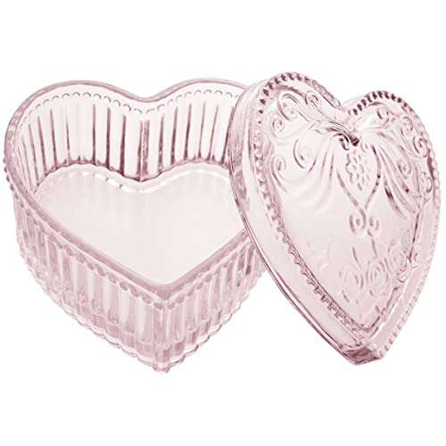 Gaolinci Crystal Glass Heart-Shaped Storage Box Embossed Jewelry Box Candy Box with Lid Gaolinci Crystal Glass Heart-Shaped Storage Box Embossed Jewelry Box Candy Box with Lid