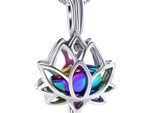 Imrsanl Cremation Jewelry for Ashes - Lotus Flower Ashes Pendant Necklace with Mini Keepsake Urn Memorial Ash Jewelry
