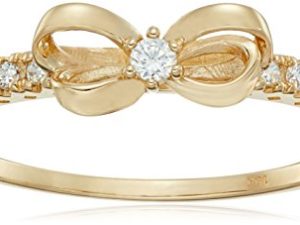 Amazon Collection 10K Gold Dainty Bow Ring set with Round Cut Infinite Elements Zirconia