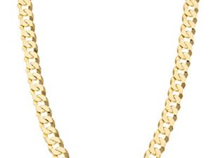 MiaBella Solid 18K Gold Over Sterling Silver Italian 7mm Diamond-Cut Cuban Link Curb Chain Necklace for Men Women