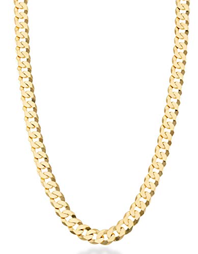 MiaBella Solid 18K Gold Over Sterling Silver Italian 7mm Diamond-Cut Cuban Link Curb Chain Necklace for Men Women MiaBella Solid 18K Gold Over Sterling Silver Italian 7mm Diamond-Cut Cuban Link Curb Chain Necklace for Men Women