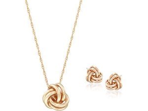 Ross-Simons 14kt Yellow Gold Love Knot Jewelry Set: Necklace and Earrings. 18 inches