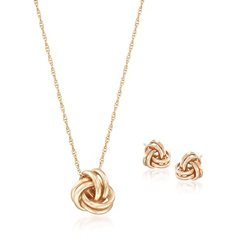 Ross-Simons 14kt Yellow Gold Love Knot Jewelry Set: Necklace and Earrings. 18 inches Ross-Simons 14kt Yellow Gold Love Knot Jewelry Set: Necklace and Earrings. 18 inches
