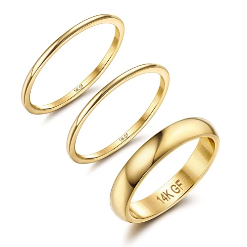 Jstyle 14K Gold Filled Rings for Women Stacking Rings Stackable Thin Gold Rings Simple Plain Pinky Thumb Statement Band Ring Comfort Fit 3Pcs 1mm 3mm Jstyle 14K Gold Filled Rings for Women Stacking Rings Stackable Thin Gold Rings Simple Plain Pinky Thumb Statement Band Ring Comfort Fit 3Pcs 1mm 3mm