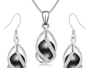 HENGSHENG 100% Natural Freshwater Pearl Jewelry Sets for Women Fashion 925 Sterling Silver Earrings&Pendant Wedding Jewelry