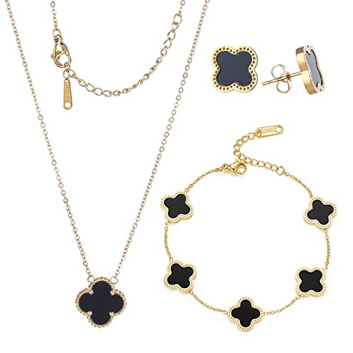 18k Gold Plated Lucky Clover Sets Bracelets Earring Necklace Pendant for Women Fashion Cute Simple Jewelry Womens Girls Gift 18k Gold Plated Lucky Clover Sets Bracelets Earring Necklace Pendant for Women Fashion Cute Simple Jewelry Womens Girls Gift