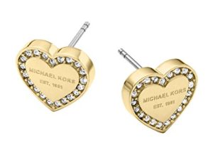 Michael Kors Women's Stainless Steel Heart Shaped Stud Earrings With Crystal Accents
