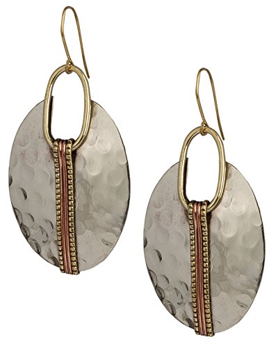 Boho Oval or Round Ethnic Hammered Earring for Women Boho Oval or Round Ethnic Hammered Earring for Women