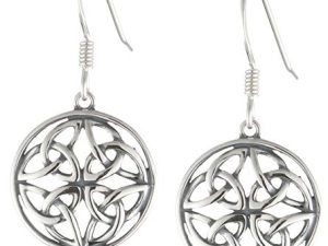 Amazon Collection Sterling Silver Celtic Knot Round Drop Wire Earrings