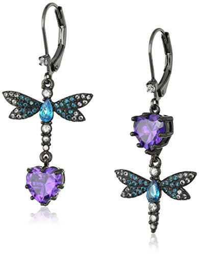 Betsey Johnson CZ & Butterfly Double Mismatch Drop Earring Betsey Johnson CZ & Butterfly Double Mismatch Drop Earring