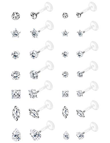 Jstyle 14Pairs 16G Forward Helix Cartilage Tragus Earring Studs Internal Threaded Labret Lip Monroe Ring 8MM Barbell Body Piercing Jewelry Jstyle 14Pairs 16G Forward Helix Cartilage Tragus Earring Studs Internal Threaded Labret Lip Monroe Ring 8MM Barbell Body Piercing Jewelry