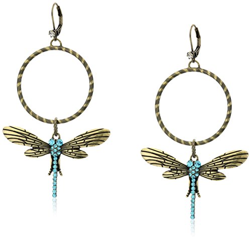 Betsey Johnson Pave Dragonfly Gypsy Hoop Earrings Betsey Johnson Pave Dragonfly Gypsy Hoop Earrings