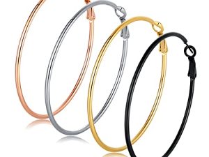 4 Pairs Big Hoop Earrings for Women Girls