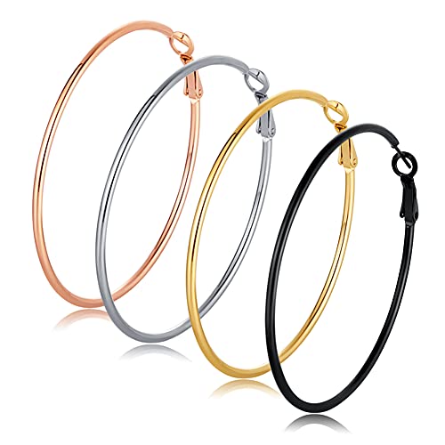 4 Pairs Big Hoop Earrings for Women Girls 4 Pairs Big Hoop Earrings for Women Girls