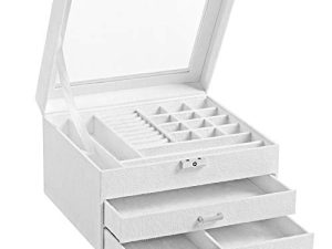 SONGMICS Jewelry Box with Glass Lid