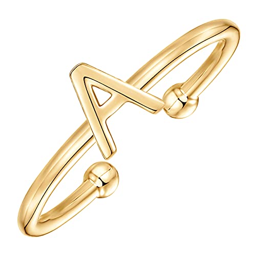 PAVOI 14K Gold Plated Initial Adjustable Ring | Womens Initial Ring | Fasion Ring Women PAVOI 14K Gold Plated Initial Adjustable Ring | Womens Initial Ring | Fasion Ring Women