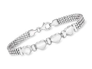 Ross-Simons Italian Sterling Silver Heart Beaded Bracelet