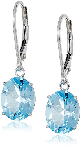 Amazon Collection 925 Sterling Silver 8 x 10mm Oval December Birthstone Sky Blue Topaz Dangle Earrings for Women with Leverbackss Amazon Collection 925 Sterling Silver 8 x 10mm Oval December Birthstone Sky Blue Topaz Dangle Earrings for Women with Leverbackss