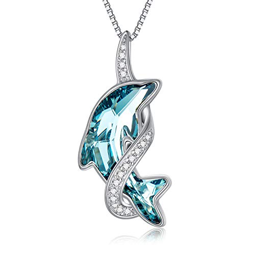 TOUPOP Dolphin Gifts for Women 925 Sterling Silver Dolphin Necklace Pendant with Blue Crystal Beach Themes Dolphin Jewelry Gifts for Women Girls Mom Girlfriend Birthday Christmas TOUPOP Dolphin Gifts for Women 925 Sterling Silver Dolphin Necklace Pendant with Blue Crystal Beach Themes Dolphin Jewelry Gifts for Women Girls Mom Girlfriend Birthday Christmas