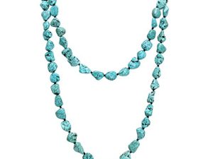 Turquoise Beads Endless Necklace Long Knotted Stone Multi-Strand Layer Necklaces Handmade Jewelry