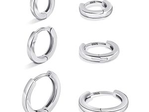 Gold Hoop Earrings Sets Women: 3 Pairs Sterling Silver Small Huggie Cartilage Hoops Hypoallergenic Jewelry for Little Girl Woman - Mini Thin Surgical Fashion Set for Sensitive Ear