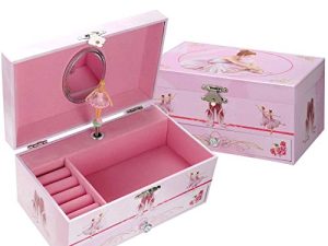 TAOPU Sweet Musical Jewelry Box with Pullout Drawer and dancing Ballerina Girl Figurines Music Box Jewel Storage Case for girls