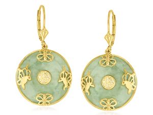 Ross-Simons Good Fortune Butterfly Drop Earrings in 18kt Gold Over Sterling