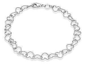 Miabella Sterling Silver Italian 5mm Rolo Heart Link Chain Bracelet for Women Teen Girls