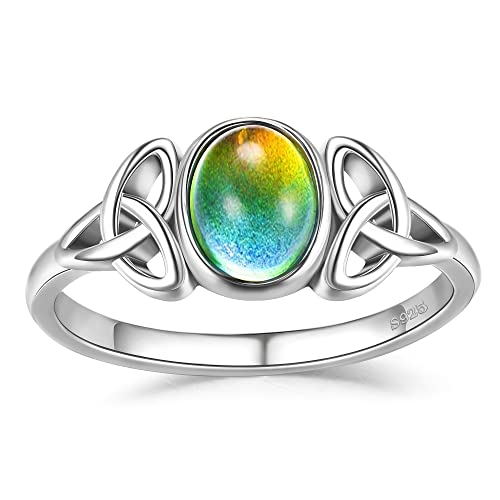 Milacolato Mood Rings With Color Chart Card Sterling Silver Celtic Knot Rings 18K White Gold Plated Body Temperature Color Change Solitaire Stone Ring for Women Girls Milacolato Mood Rings With Color Chart Card Sterling Silver Celtic Knot Rings 18K White Gold Plated Body Temperature Color Change Solitaire Stone Ring for Women Girls